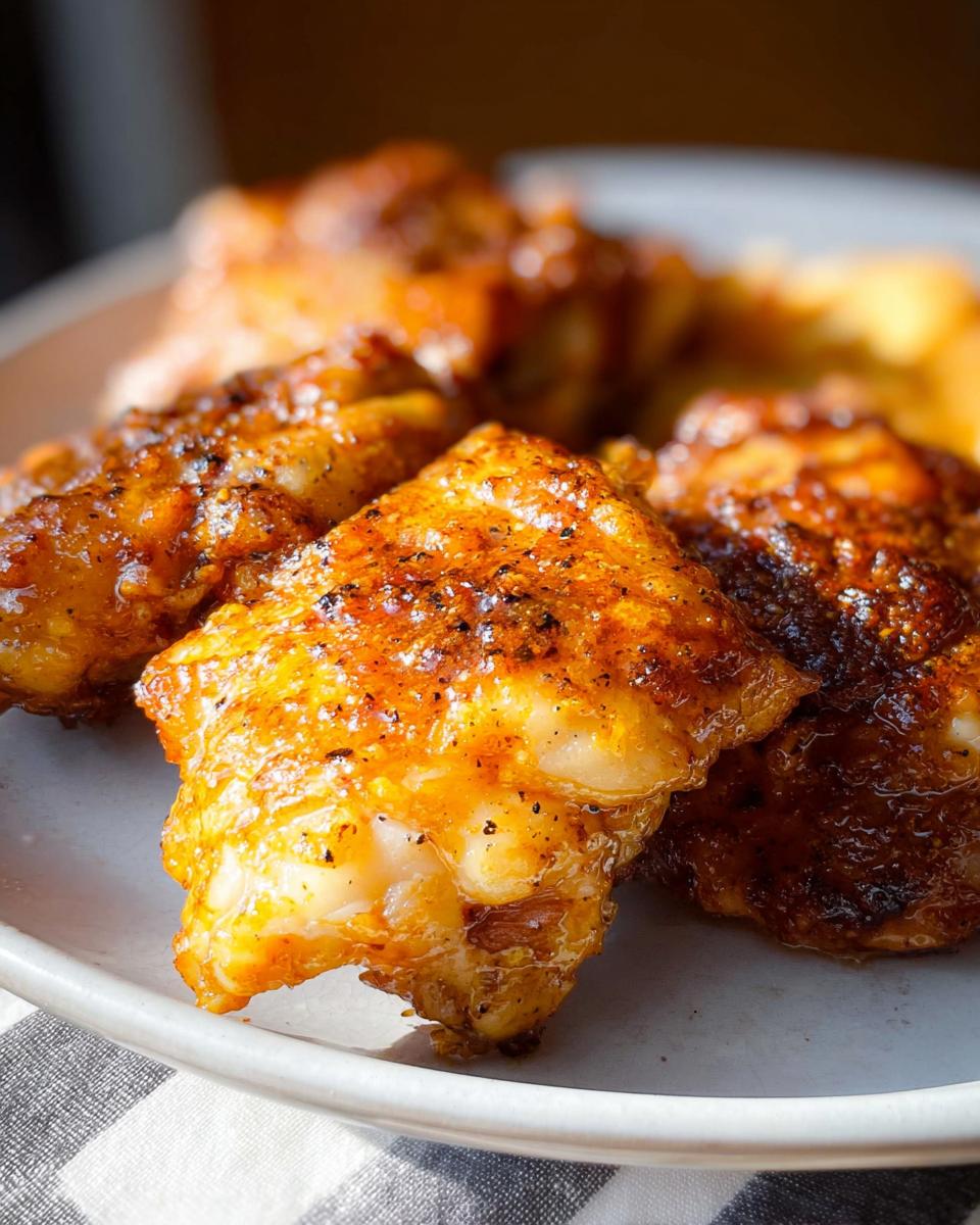 Close-up of delicious, crispy air fryer chicken wings seasoned with spices, ready to eat.