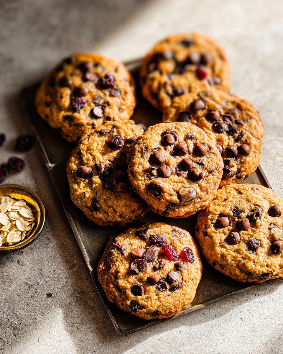 Close-up of chocolate chip and cranberry cookies, perfect for fast breakfast ideas recipes.