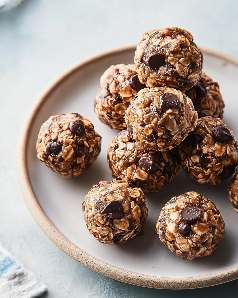 A pile of chocolate chip oat balls, a perfect addition to breakfast ideas recipes.