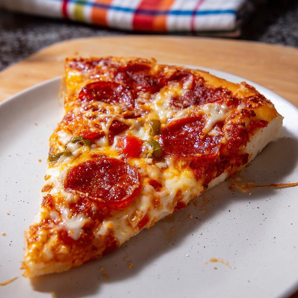 A delicious slice of pepperoni pizza with melted cheese and peppers, perfect for Pizza Night Recipes.
