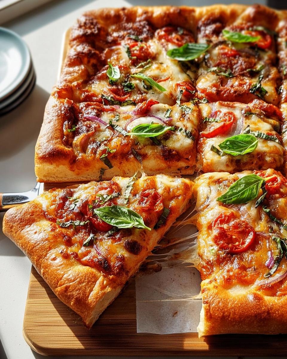 A close-up of a freshly baked pizza, perfect for Pizza Night Recipes in 10 Minutes.