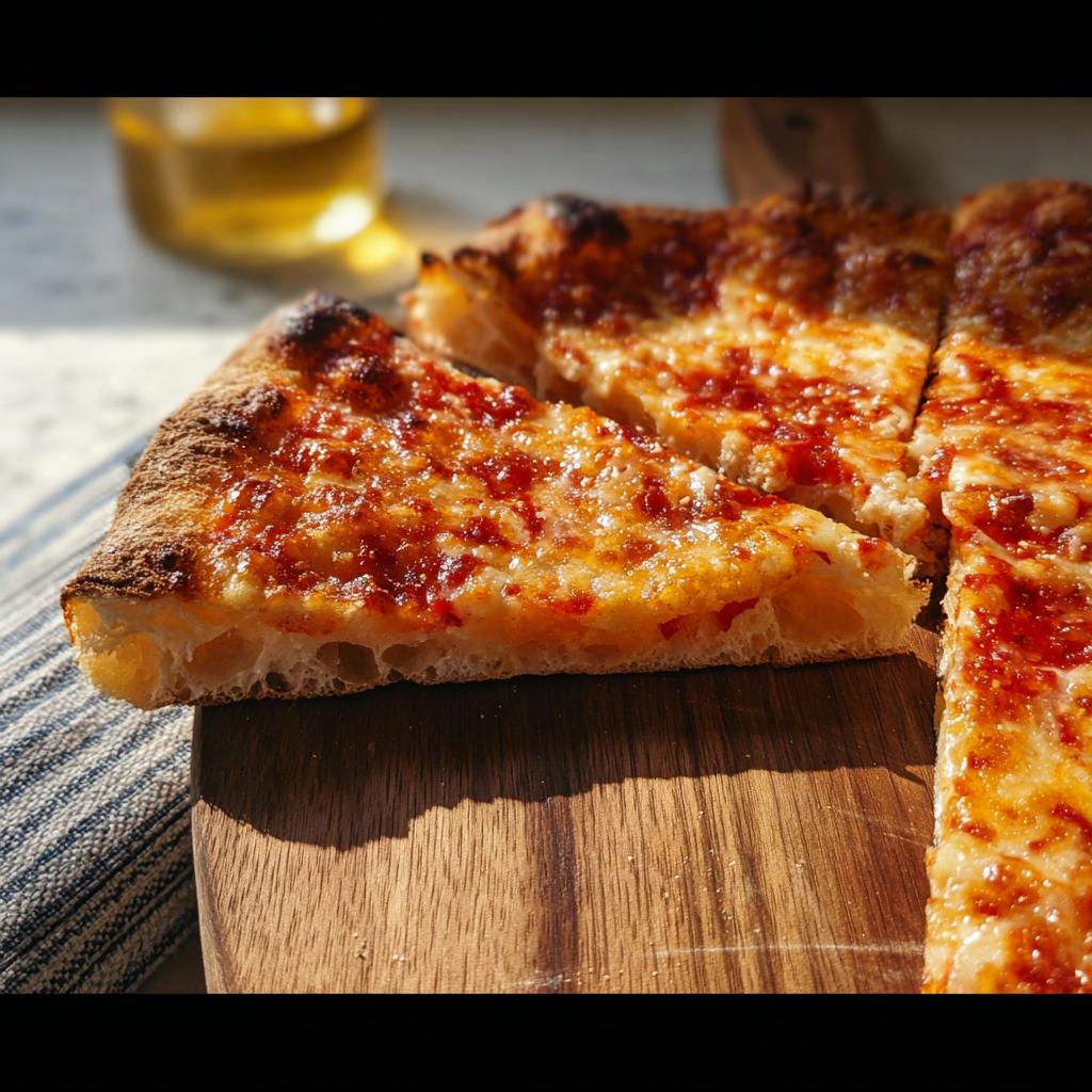 Close-up of a freshly baked pizza with melted cheese and tomato sauce, perfect for pizza night recipes.