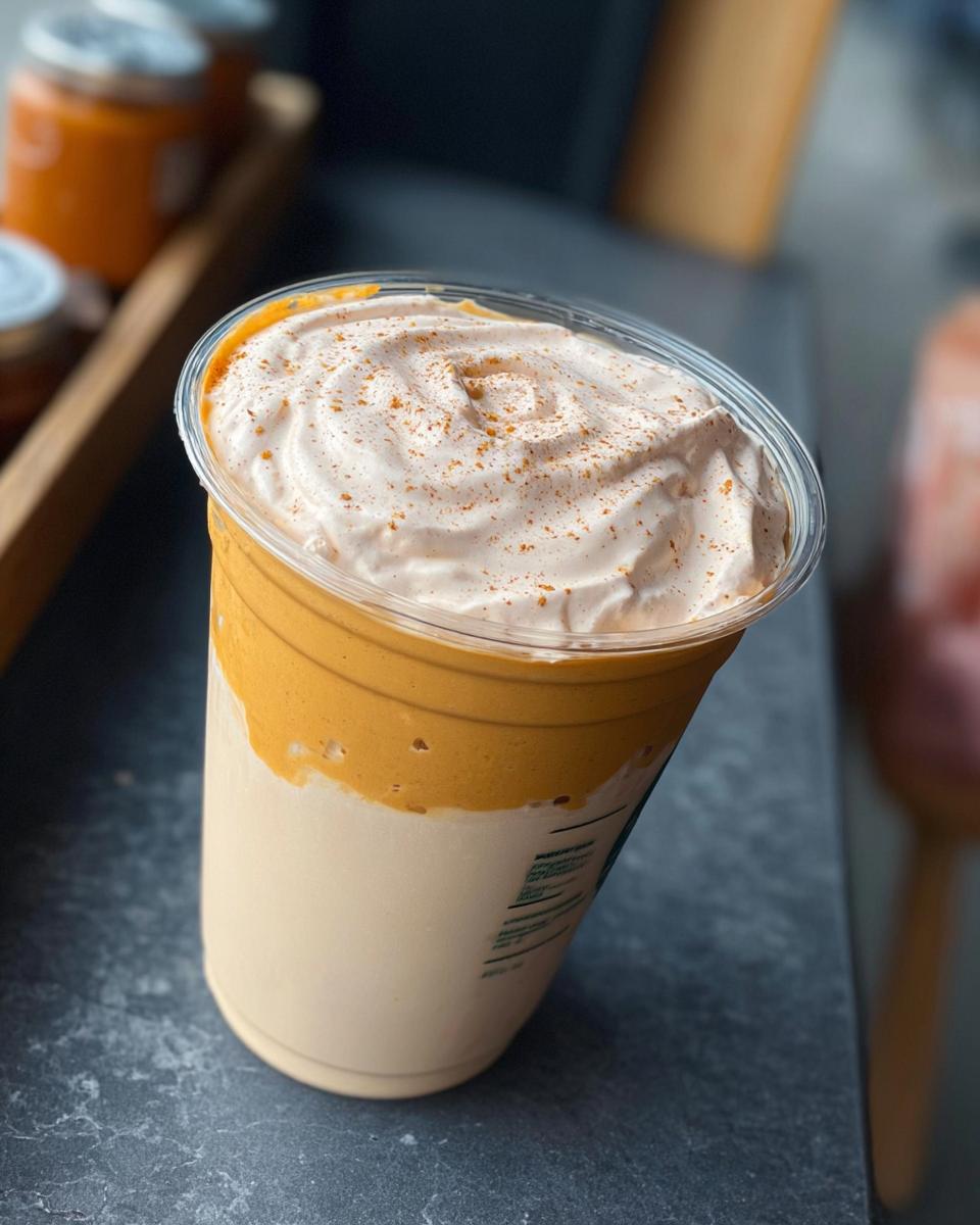 A delicious homemade Starbucks Pumpkin Spice drink with whipped cream and cinnamon topping.
