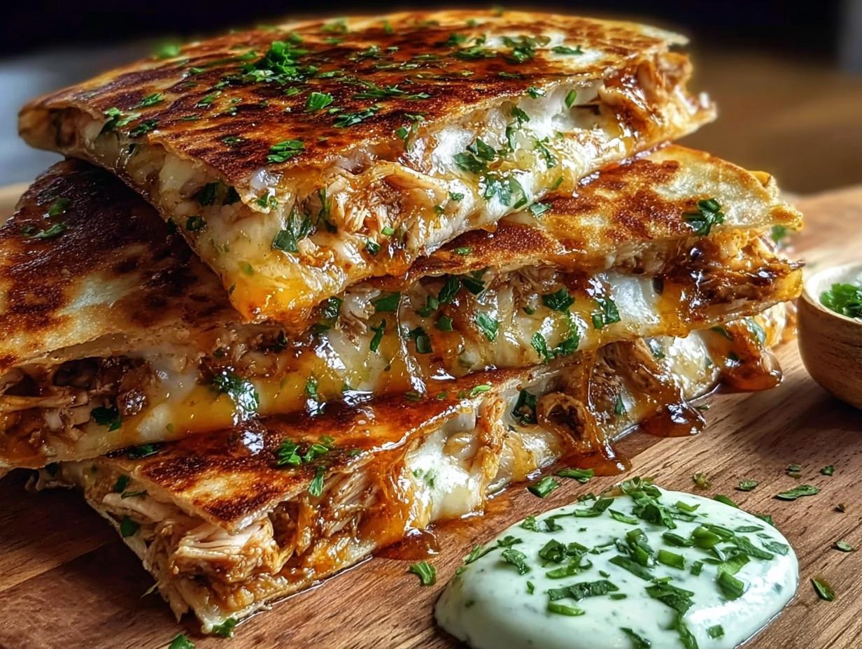 Amazing Cheesy Hot Honey Chicken Quesadillas