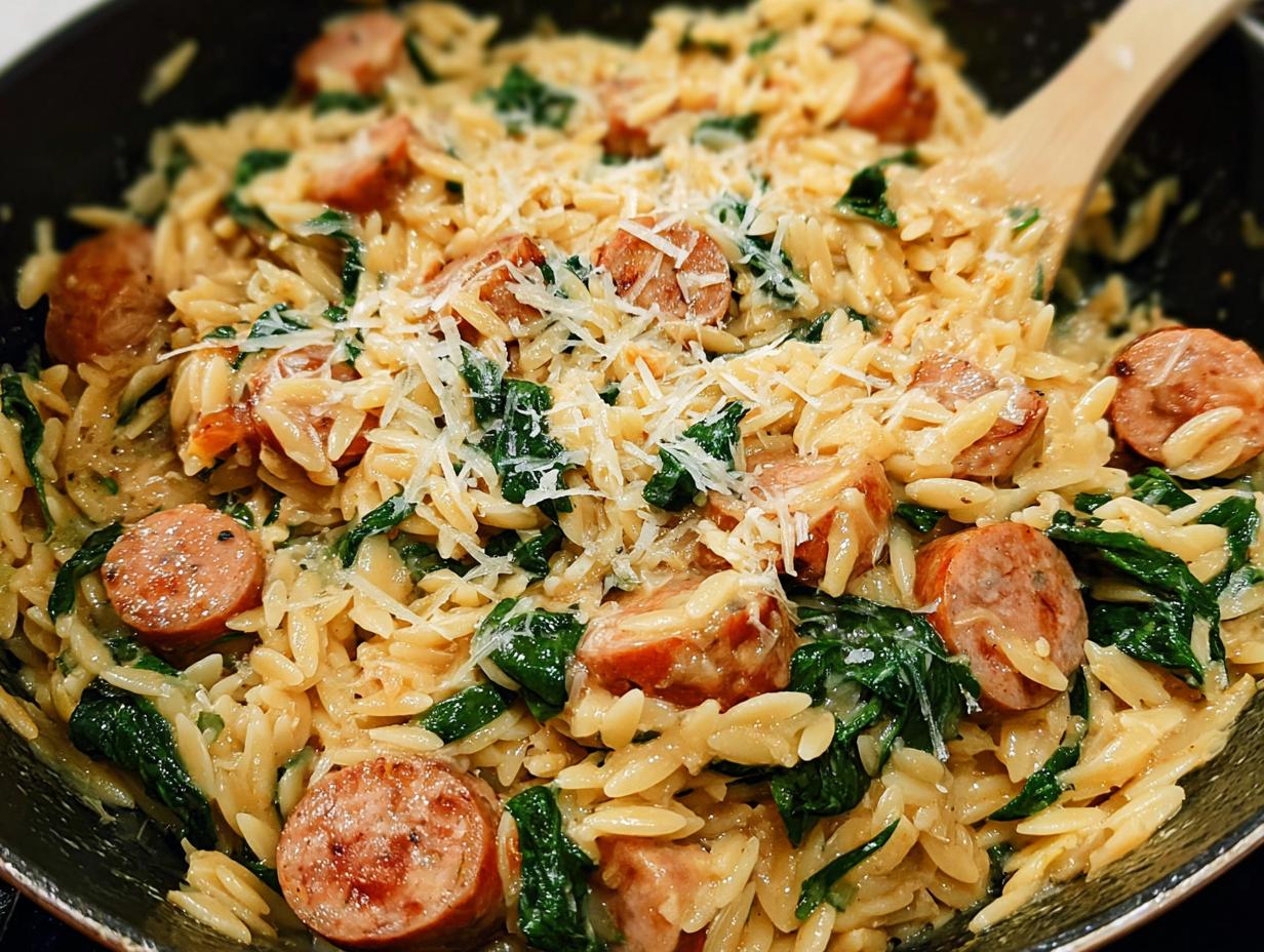 Amazing Creamy Chicken Sausage Orzo in 25 Mins
