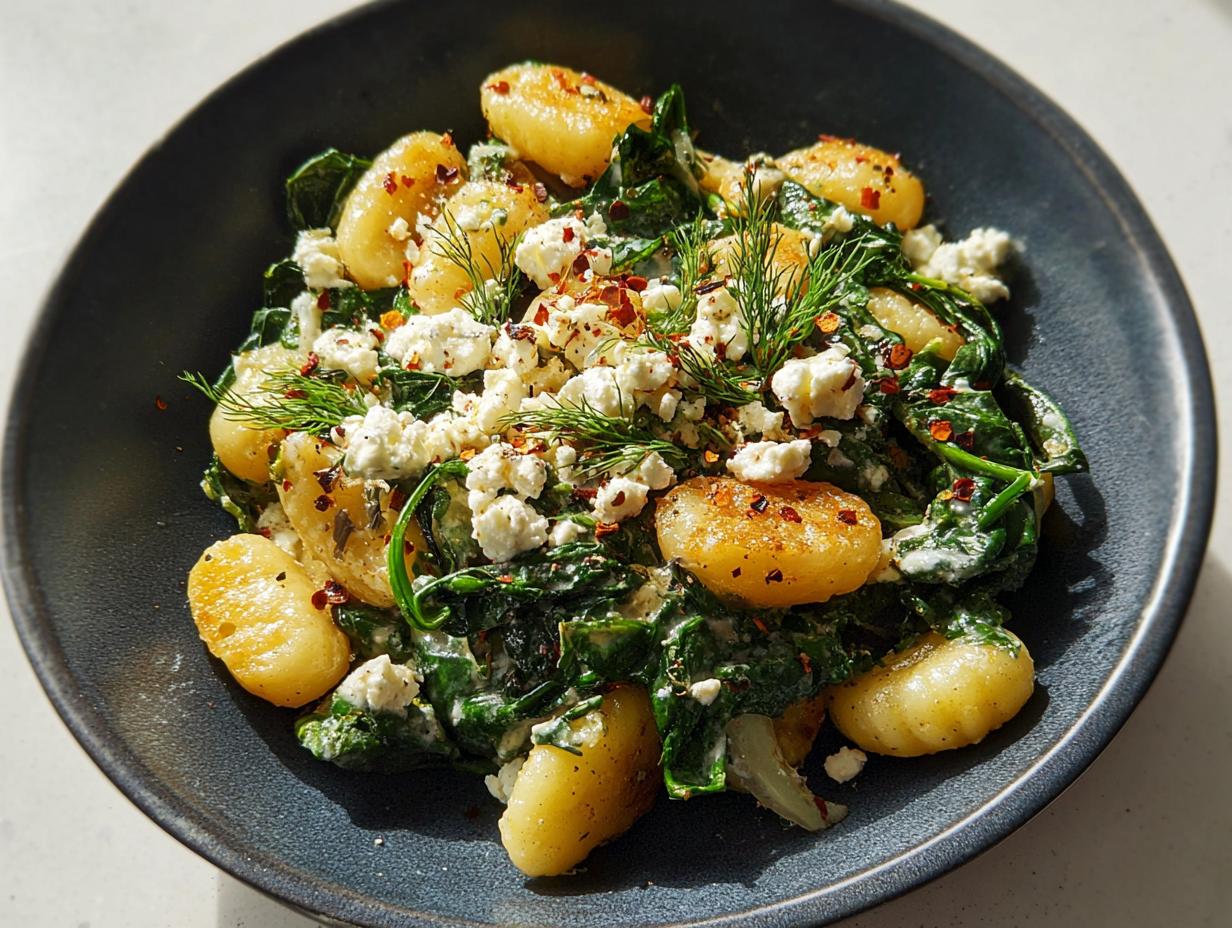 Amazing Creamy Gnocchi with Spinach and Feta