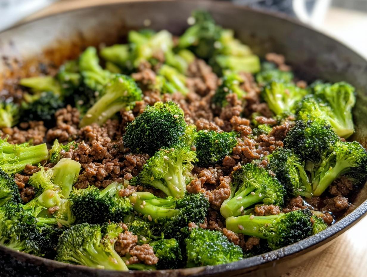 Amazing 10-Minute Keto Hamburger Broccoli Skillet