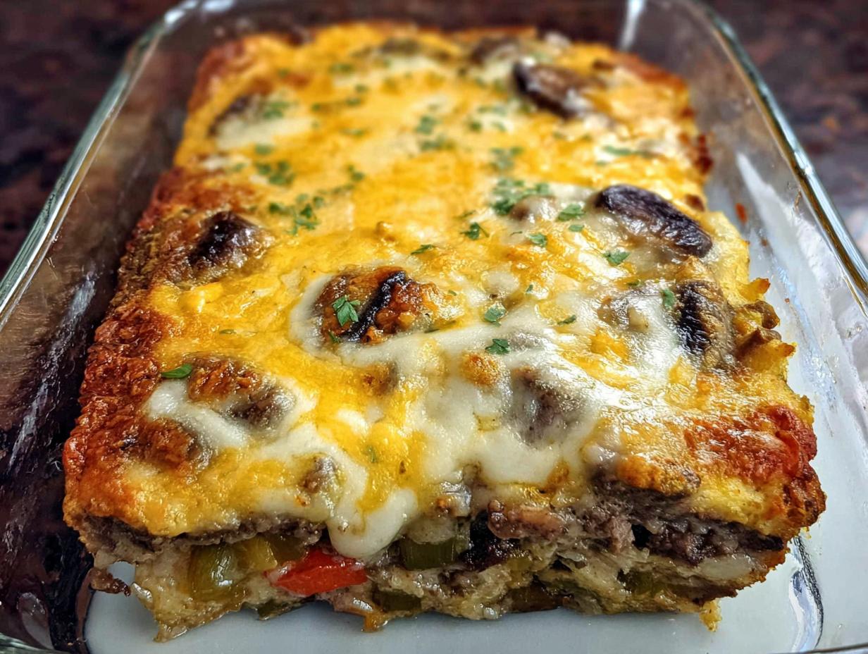 Amazing Low Carb Philly Cheesesteak Casserole