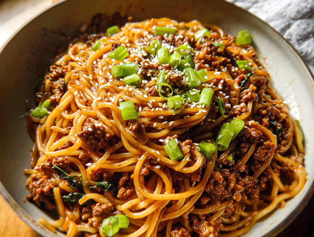 Amazing Mongolian Ground Beef Noodles Recipe