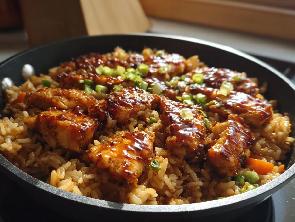 One-Pan Honey BBQ Chicken Rice: 1 Pan, Delicious