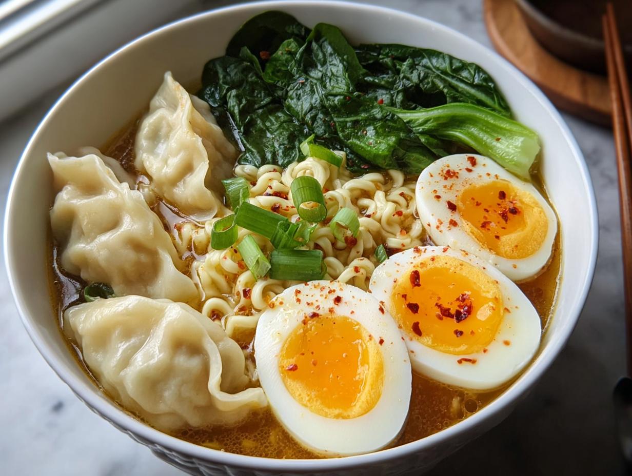 Amazing Savory Dumpling Ramen Bowl 40 Min