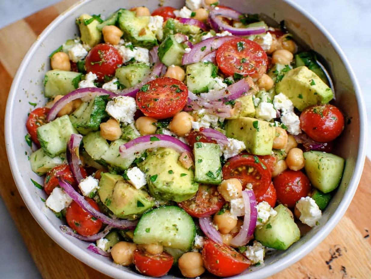 20-Minute Chickpea Feta Avocado Salad