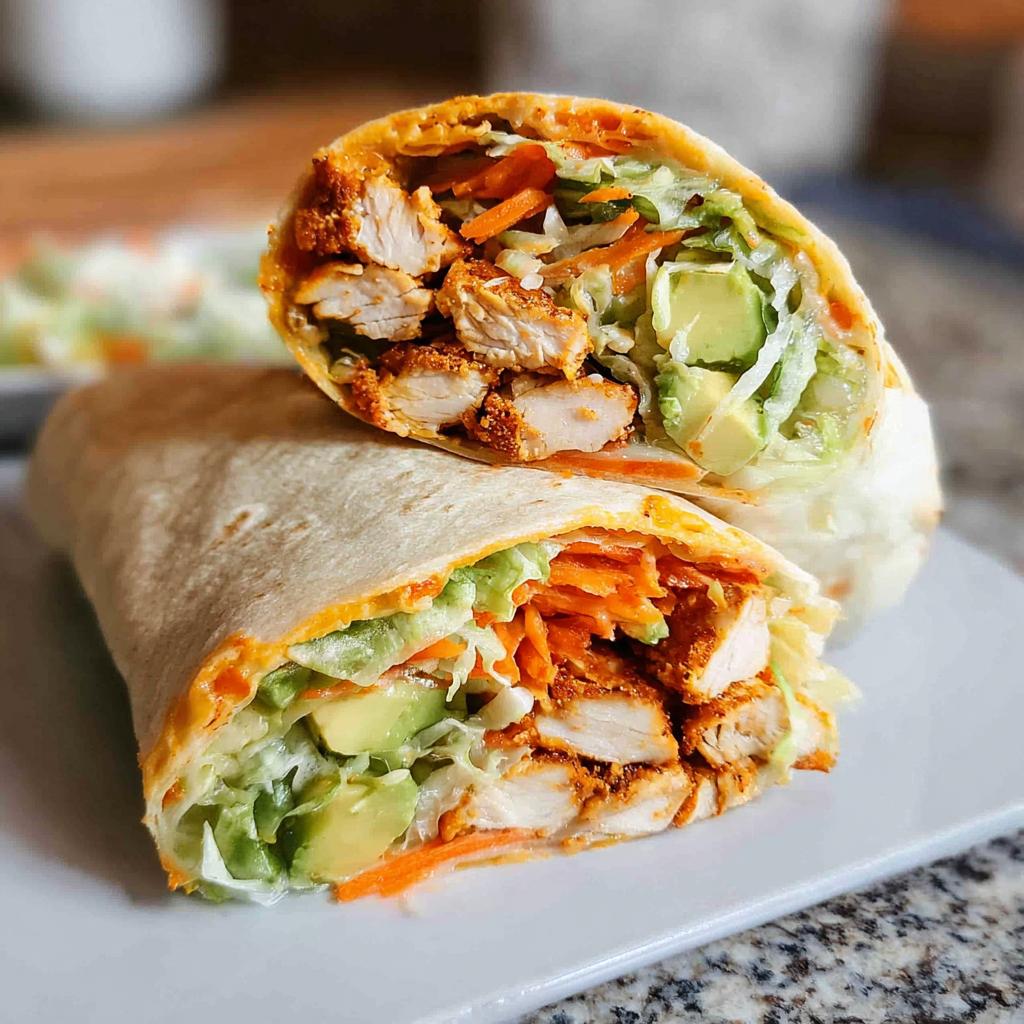 A delicious wrap filled with creamy spinach and eggs, chicken, avocado, and shredded carrots.