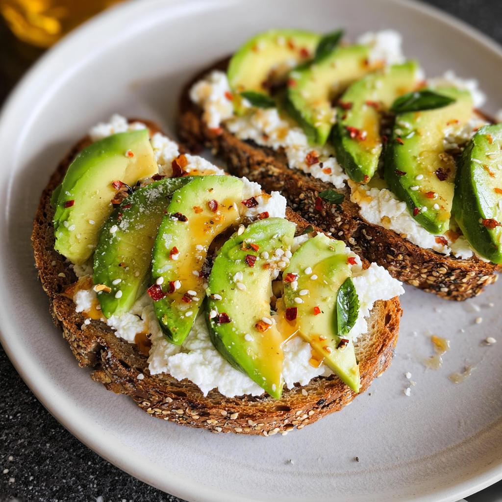 10-Minute EASY Avocado Toast with Cottage Cheese & Honey