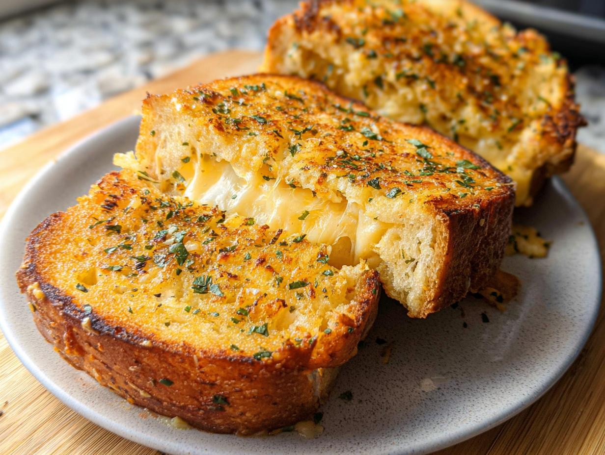 Amazing Garlic Bread Grilled Cheese: 1 Blissful Bite