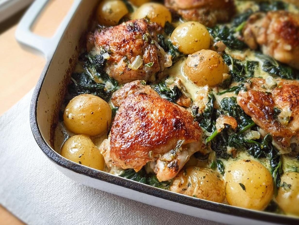 Amazing Garlic Parmesan Chicken Thighs & Potatoes