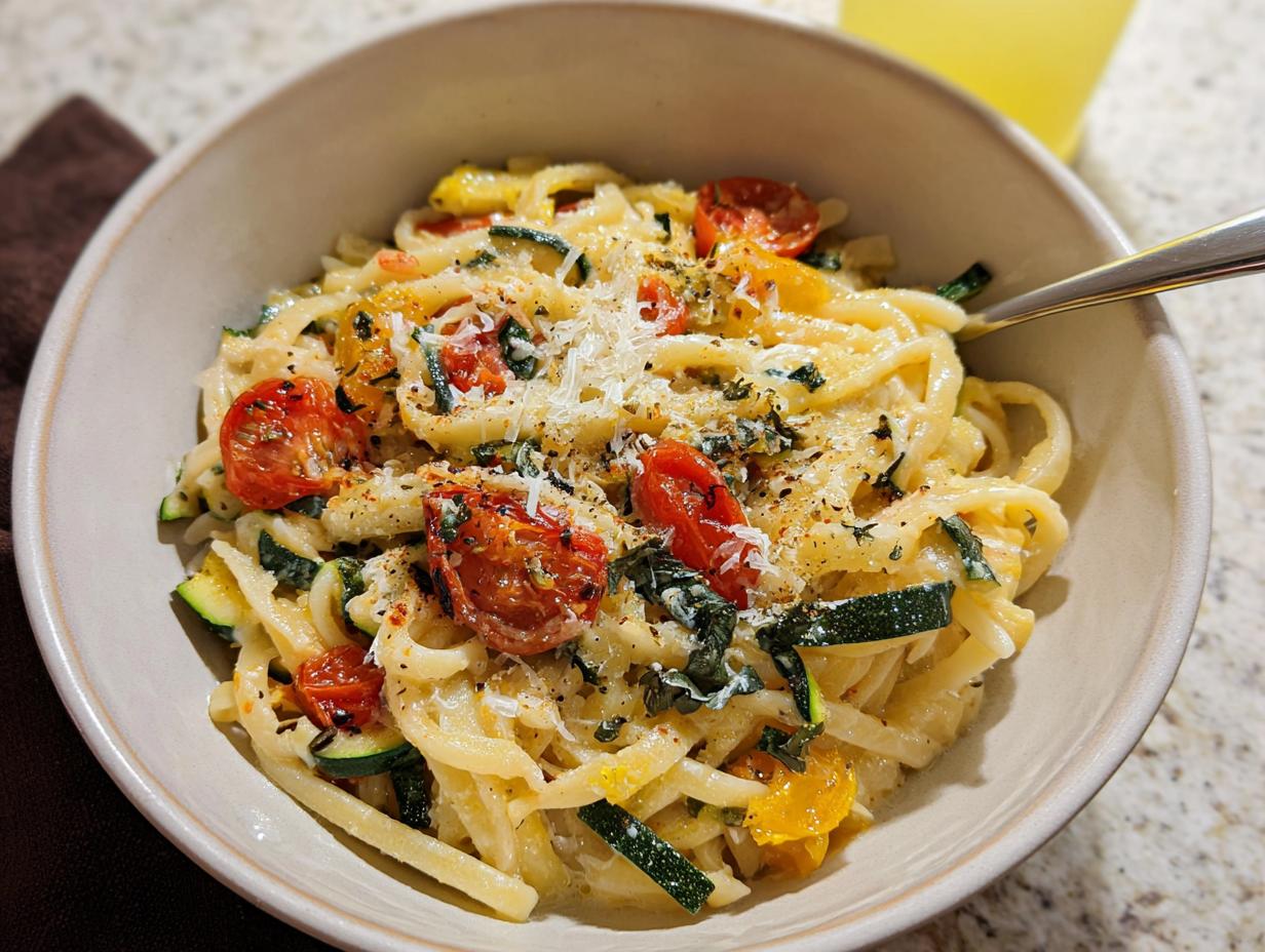 Amazing Tomato Zucchini Pasta in 35 Mins