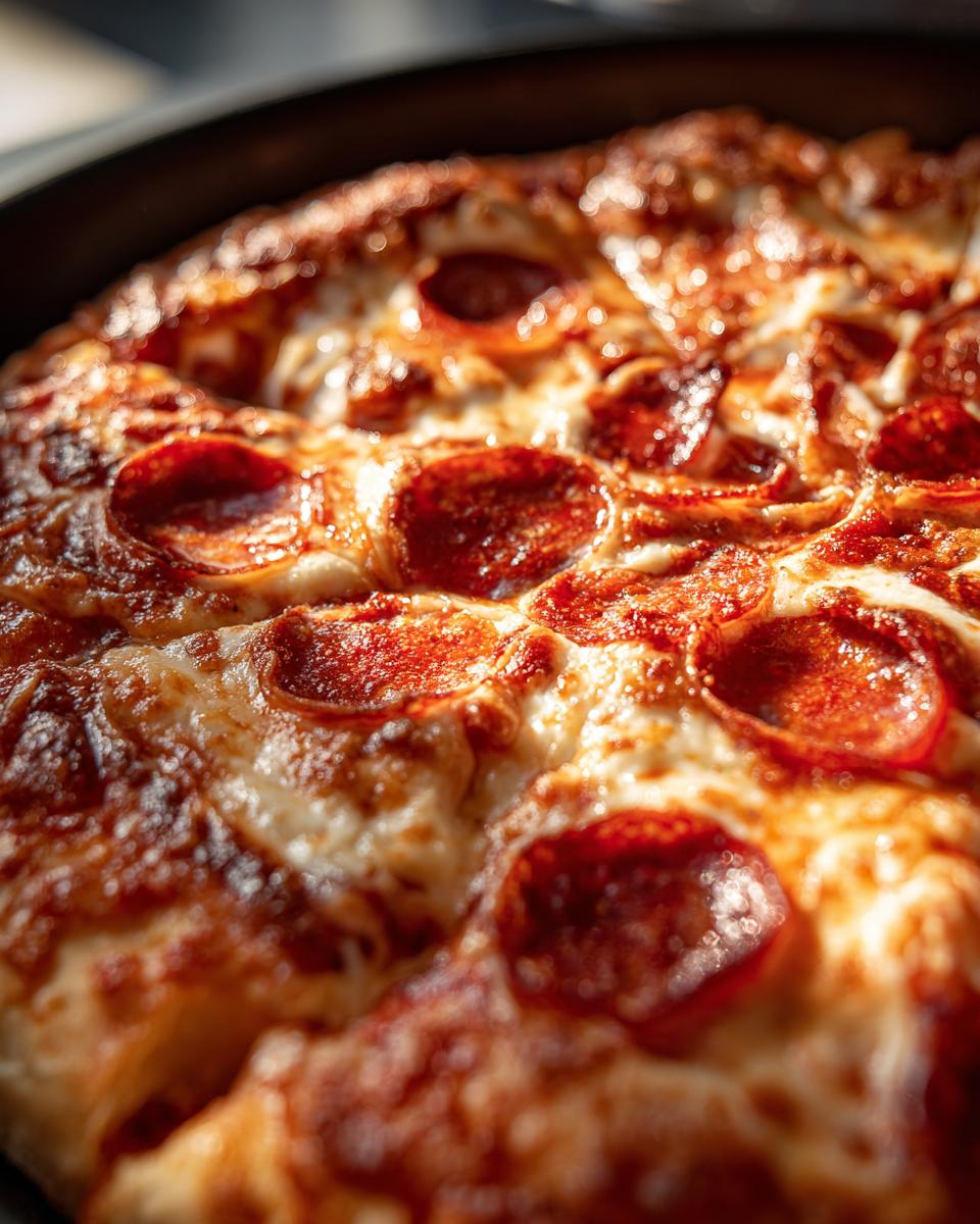 Close-up of a delicious Cottage Cheese Pizza Bowl topped with melted cheese and pepperoni slices.