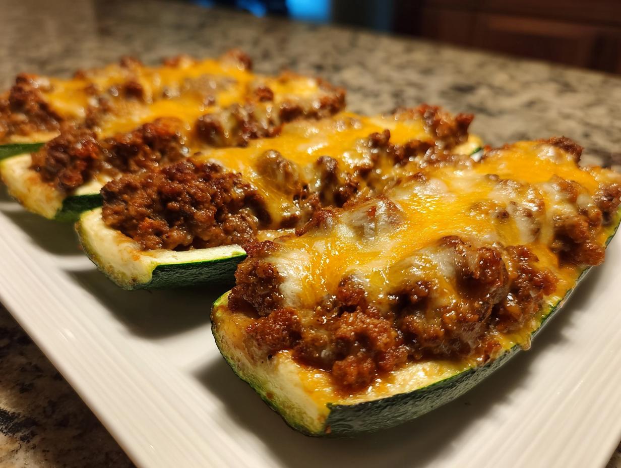 Amazing Ground Beef Recipes for Baked Zucchini Boats